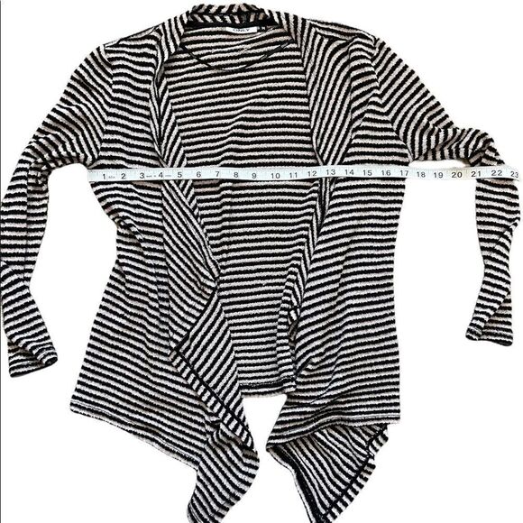ONLY Black & Tan Striped Knit Open Loose Fit Cardigan Sweater M - Picture 5 of 8